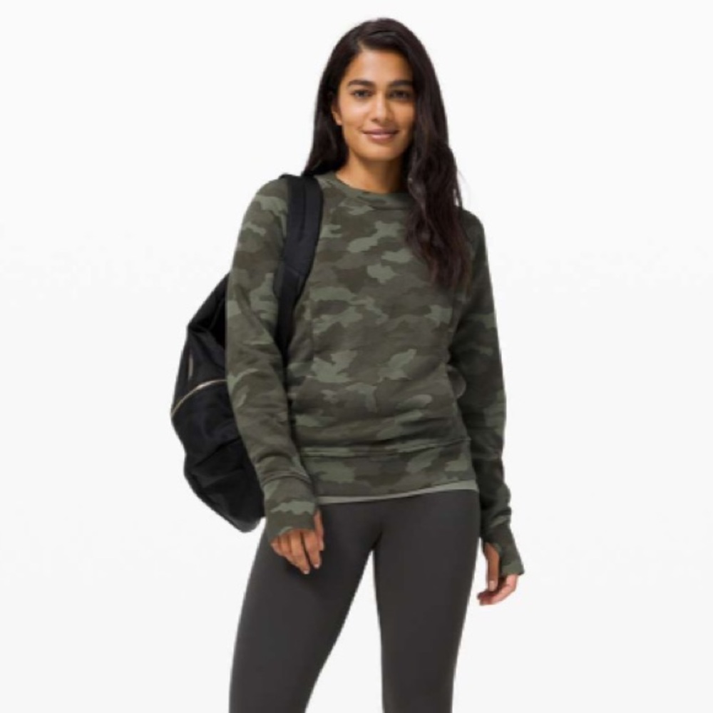 Lululemon athletica Camo Scuba Crew Stretch French Terry Size 4